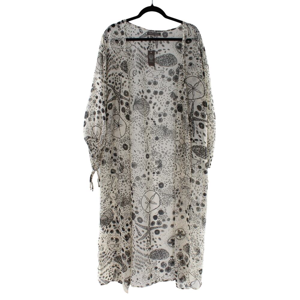 Vince Camuto Gathered Sleeve Chiffon Topper Open Kimono Cover-Up #K245